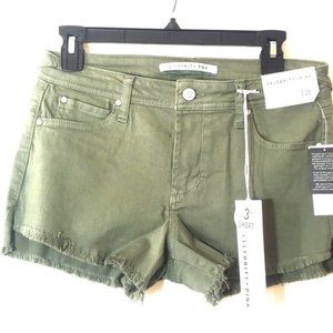 Celebrity Pink Jean Shorts Cut Off Frayed Green